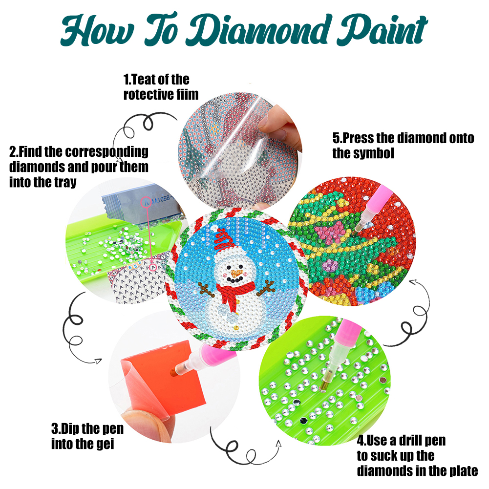 thumbnail image 5 of Kit de Pintura de Diamantes Wdftyju Posavasos Acrílicos Forma Especial Santa 8PCS, 5 of 8