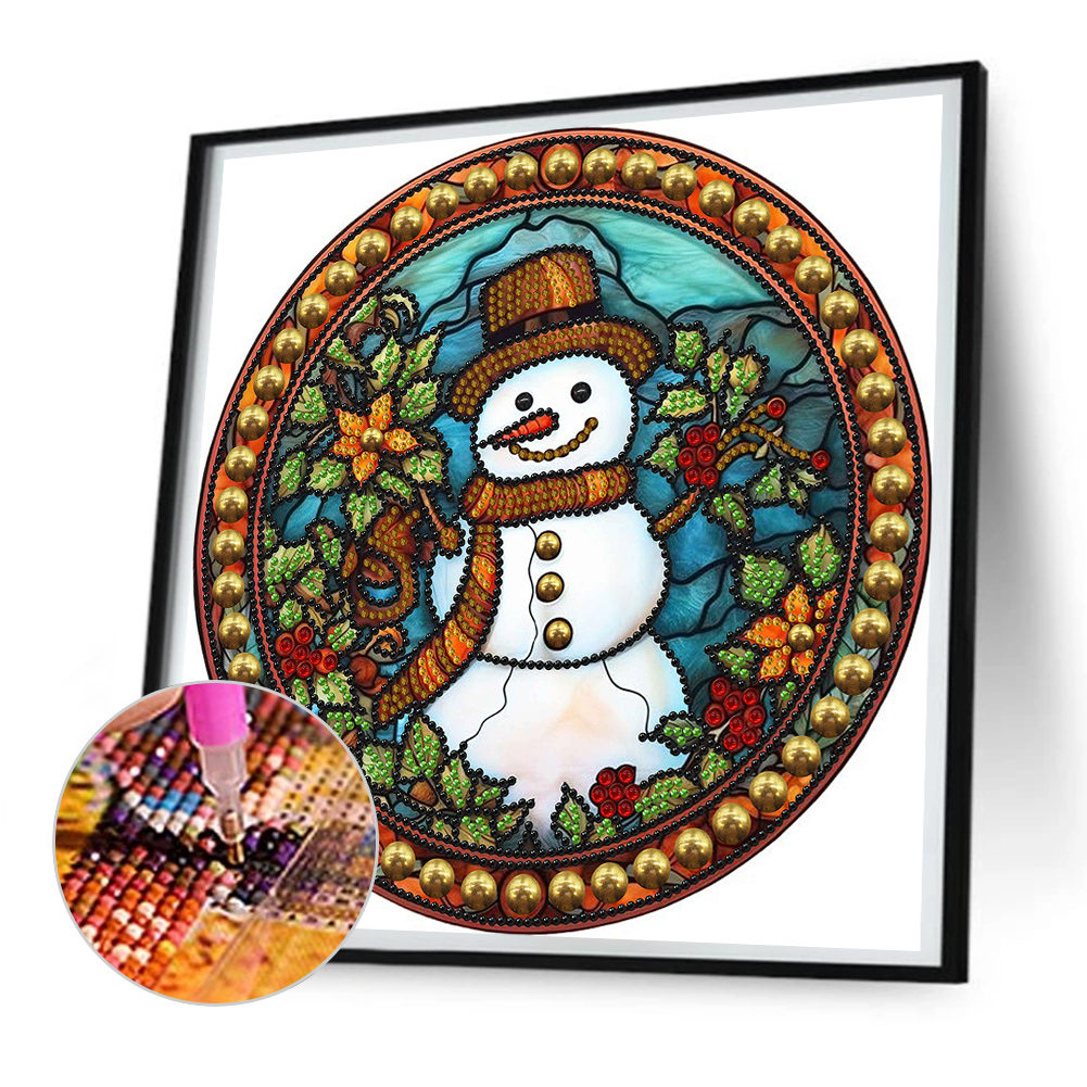 thumbnail image 5 of Pintura de diamante 5D DIY Kit de taladro de forma especial parcial muñeco de nieve de Navidad 30x30cm, 5 of 9