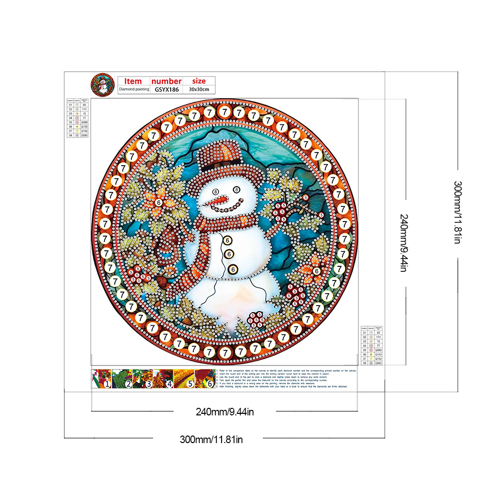 thumbnail image 2 of Pintura de diamante 5D DIY Kit de taladro de forma especial parcial muñeco de nieve de Navidad 30x30cm, 2 of 9