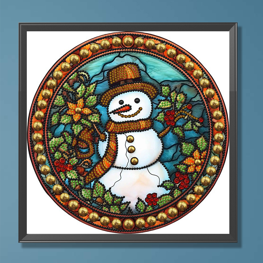 thumbnail image 3 of Pintura de diamante 5D DIY Kit de taladro de forma especial parcial muñeco de nieve de Navidad 30x30cm, 3 of 9