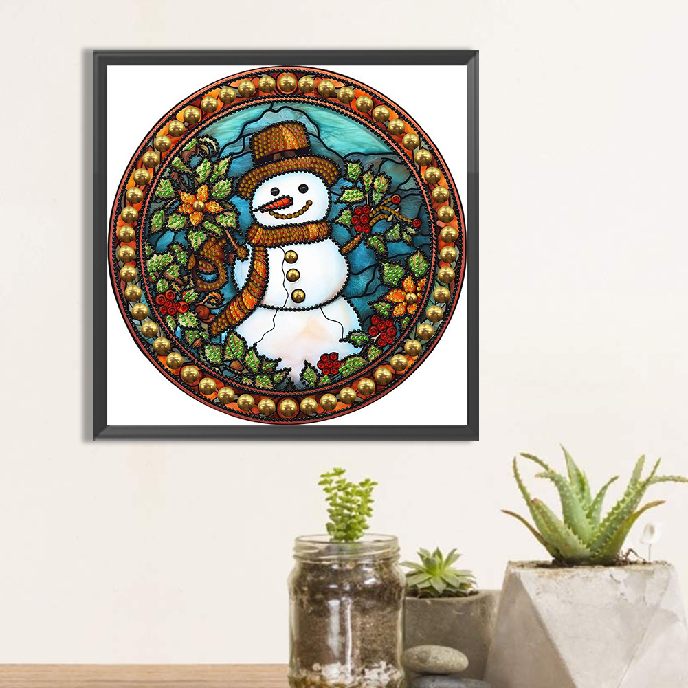thumbnail image 4 of Pintura de diamante 5D DIY Kit de taladro de forma especial parcial muñeco de nieve de Navidad 30x30cm, 4 of 9