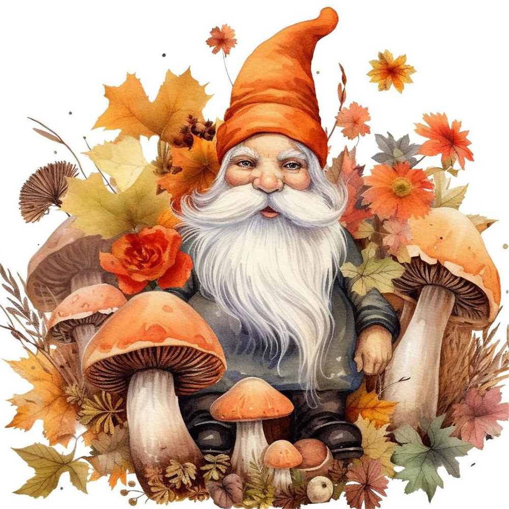 Pintura De Diamante 5D DIY Taladro Redondo Completo Kit De Gnomo De Seta De Otoño Decoración 40x40cm