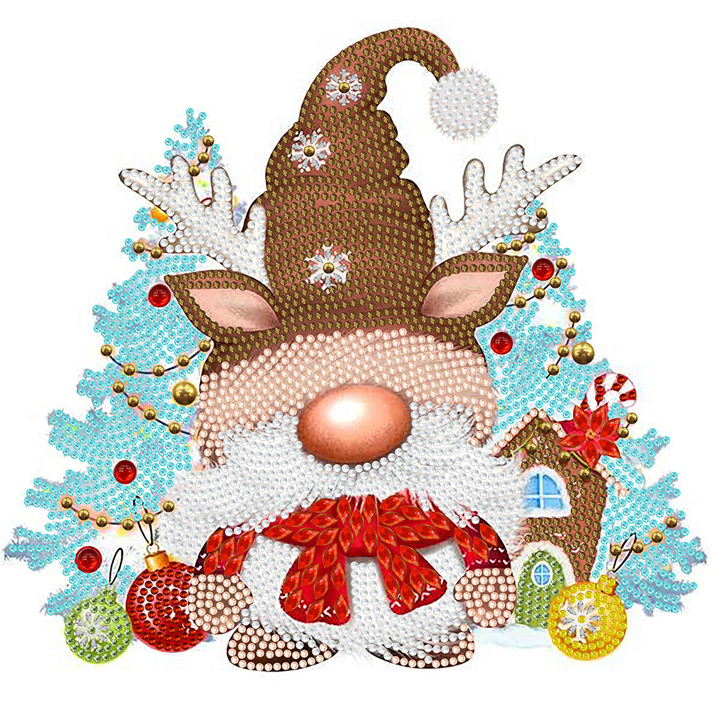 thumbnail image 1 of Pintura de diamante 5D DIY, taladro parcial con forma especial, Kit de gnomo de Navidad, decoración, 30x30cm, 1 of 9