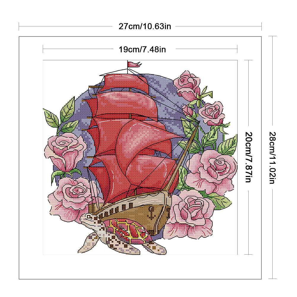 thumbnail image 2 of Kit de punto de cruz con estampado de flores, hilo de algodón ecológico bordado de 14CT, 2 of 9