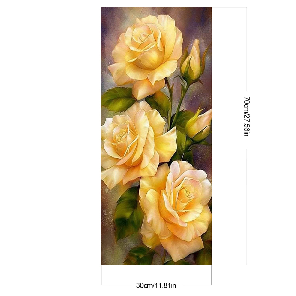 thumbnail image 2 of Kit de pintura por números DIY arte al óleo rosas imagen decoración de la pared del hogar 30x70cm amarillo, 2 of 9