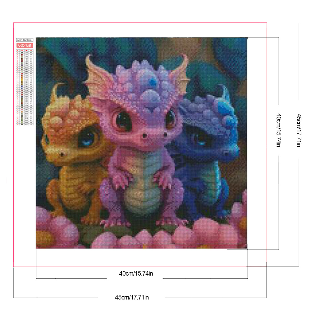 thumbnail image 2 of Pintura de diamante 5D DIY, taladro redondo completo, Kit de pterosaurio AB parcial, decoración, 45x45cm, 2 of 9