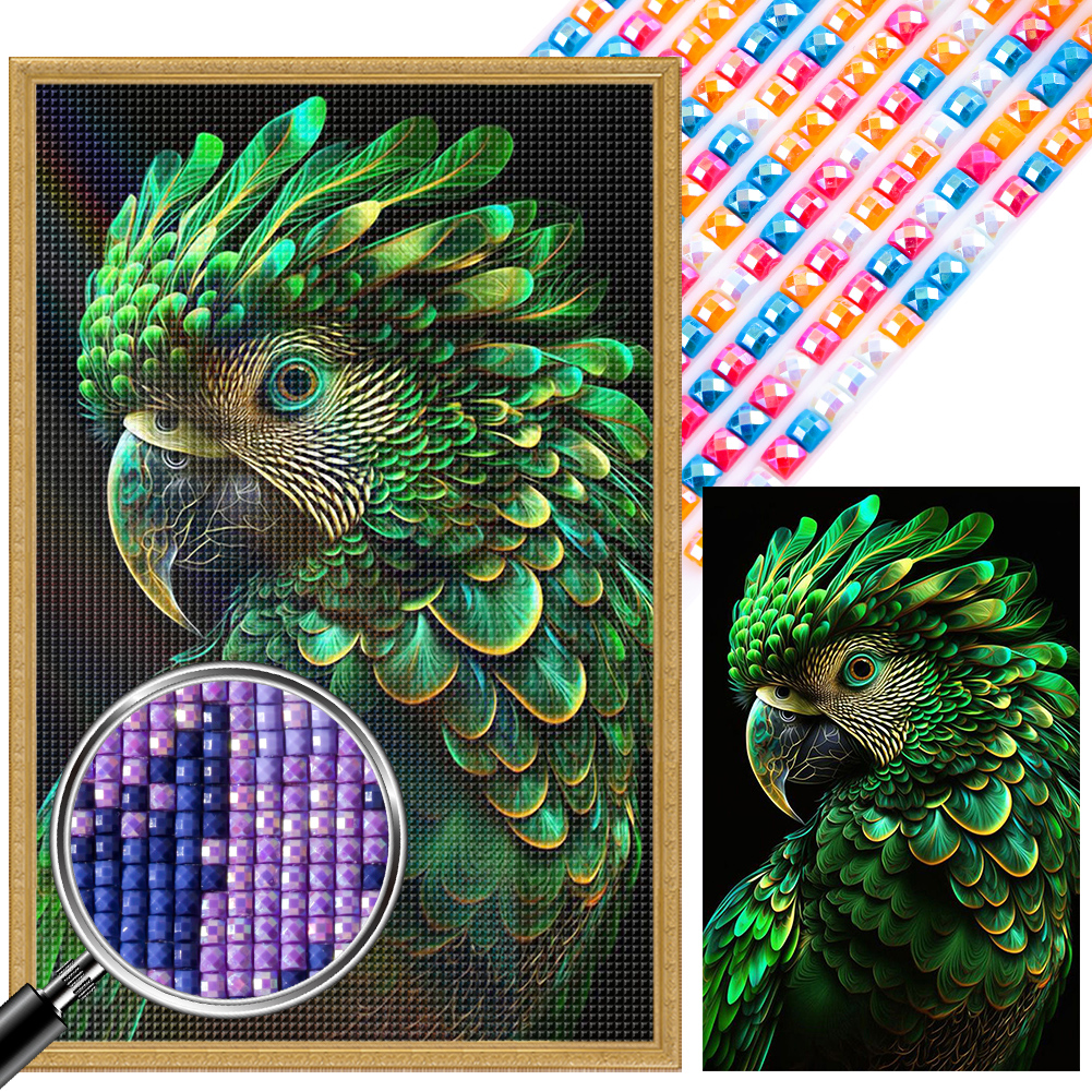 thumbnail image 1 of Pintura de diamante 5D DIY taladro cuadrado completo AB 50x75cm verde Wdftyju, 1 of 9