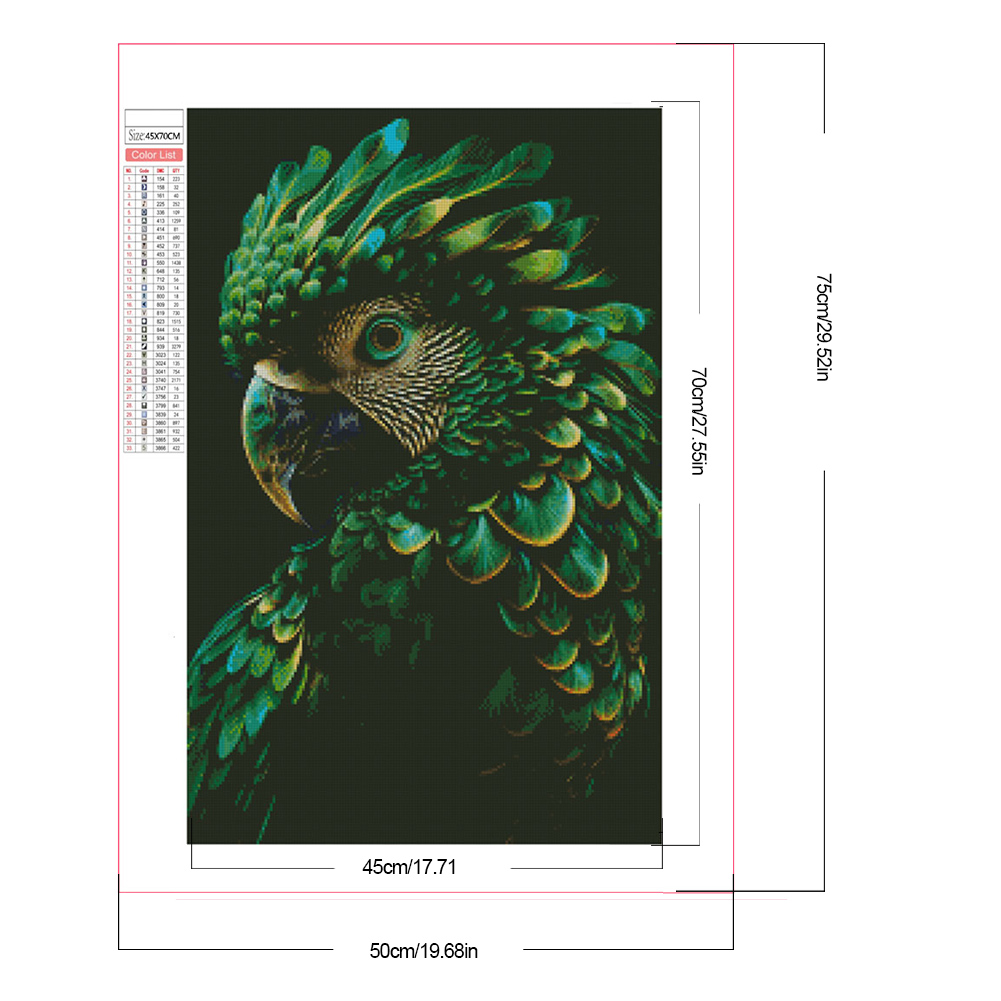 thumbnail image 2 of Pintura de diamante 5D DIY taladro cuadrado completo AB 50x75cm verde Wdftyju, 2 of 9