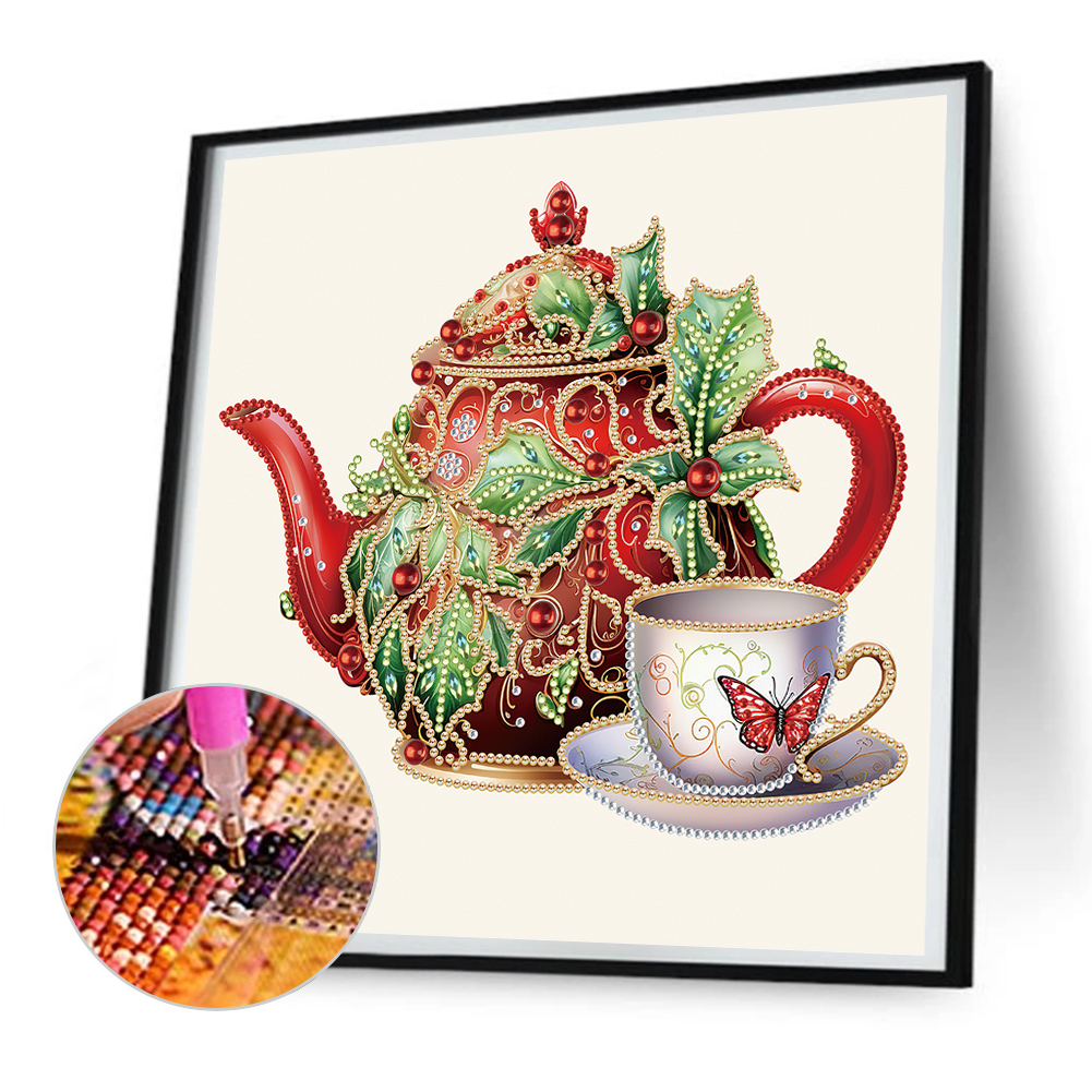thumbnail image 5 of Pintura de diamante 5D DIY Kit de tetera de Navidad con forma especial parcial 30x30cm, 5 of 9