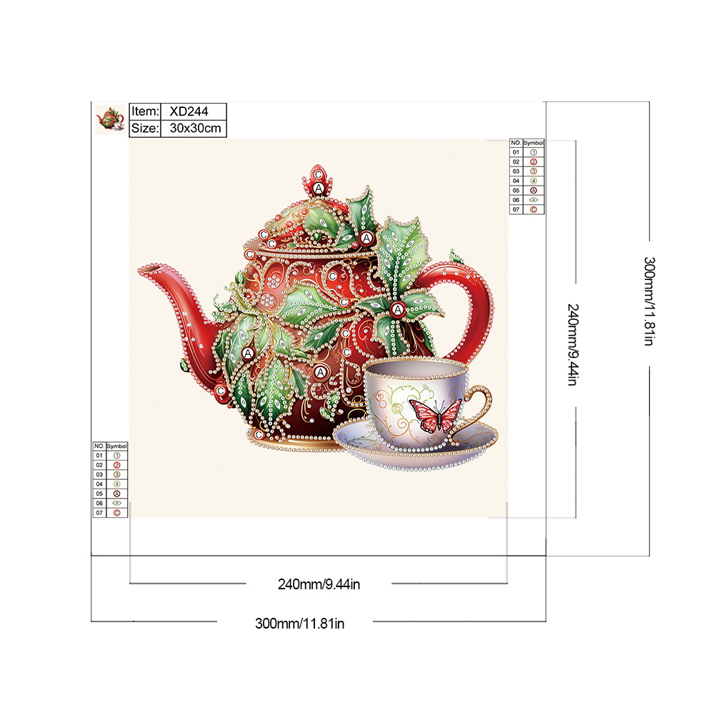 thumbnail image 2 of Pintura de diamante 5D DIY Kit de tetera de Navidad con forma especial parcial 30x30cm, 2 of 9