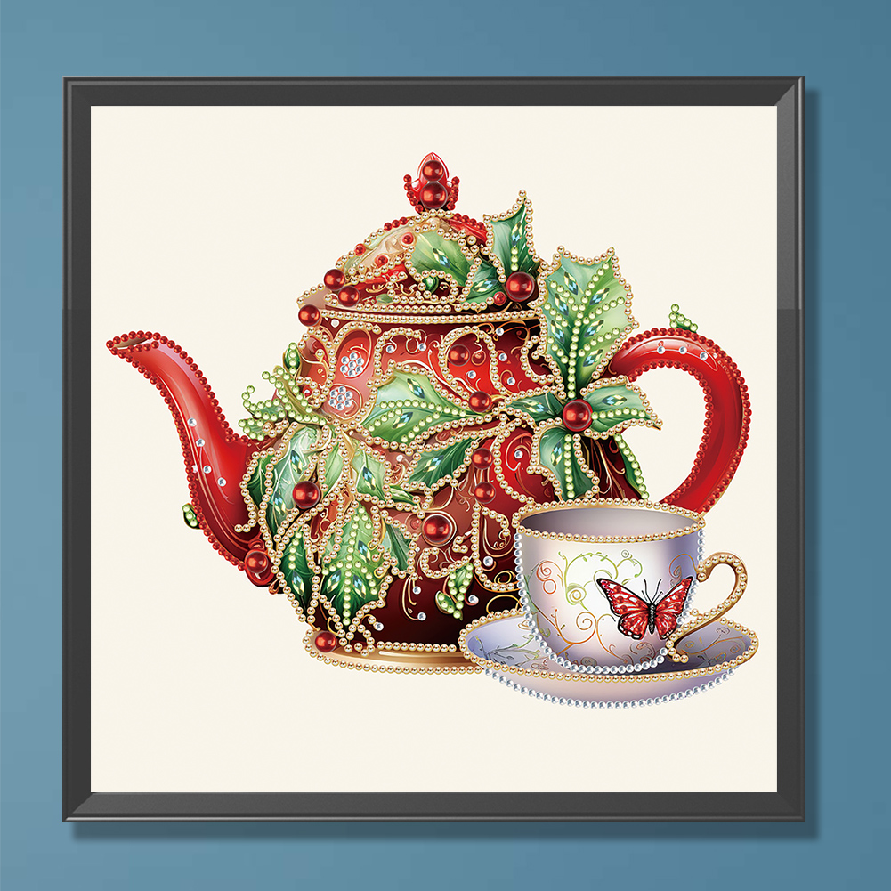thumbnail image 3 of Pintura de diamante 5D DIY Kit de tetera de Navidad con forma especial parcial 30x30cm, 3 of 9