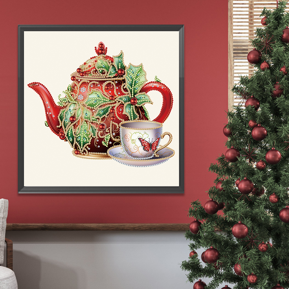 thumbnail image 4 of Pintura de diamante 5D DIY Kit de tetera de Navidad con forma especial parcial 30x30cm, 4 of 9