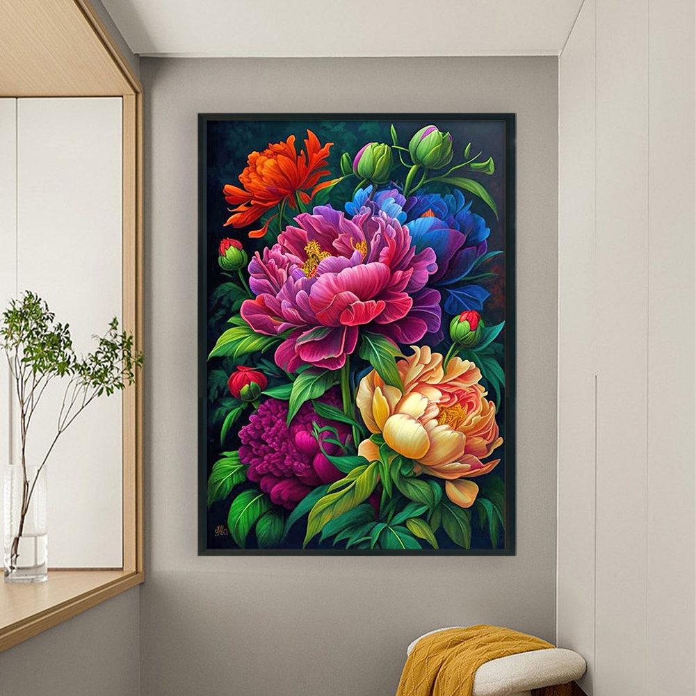 thumbnail image 4 of Hilo de bordar de algodón ecológico completo Wdftyju Kit de punto de cruz de peonía impresa 11CT 40x60cm, 4 of 9