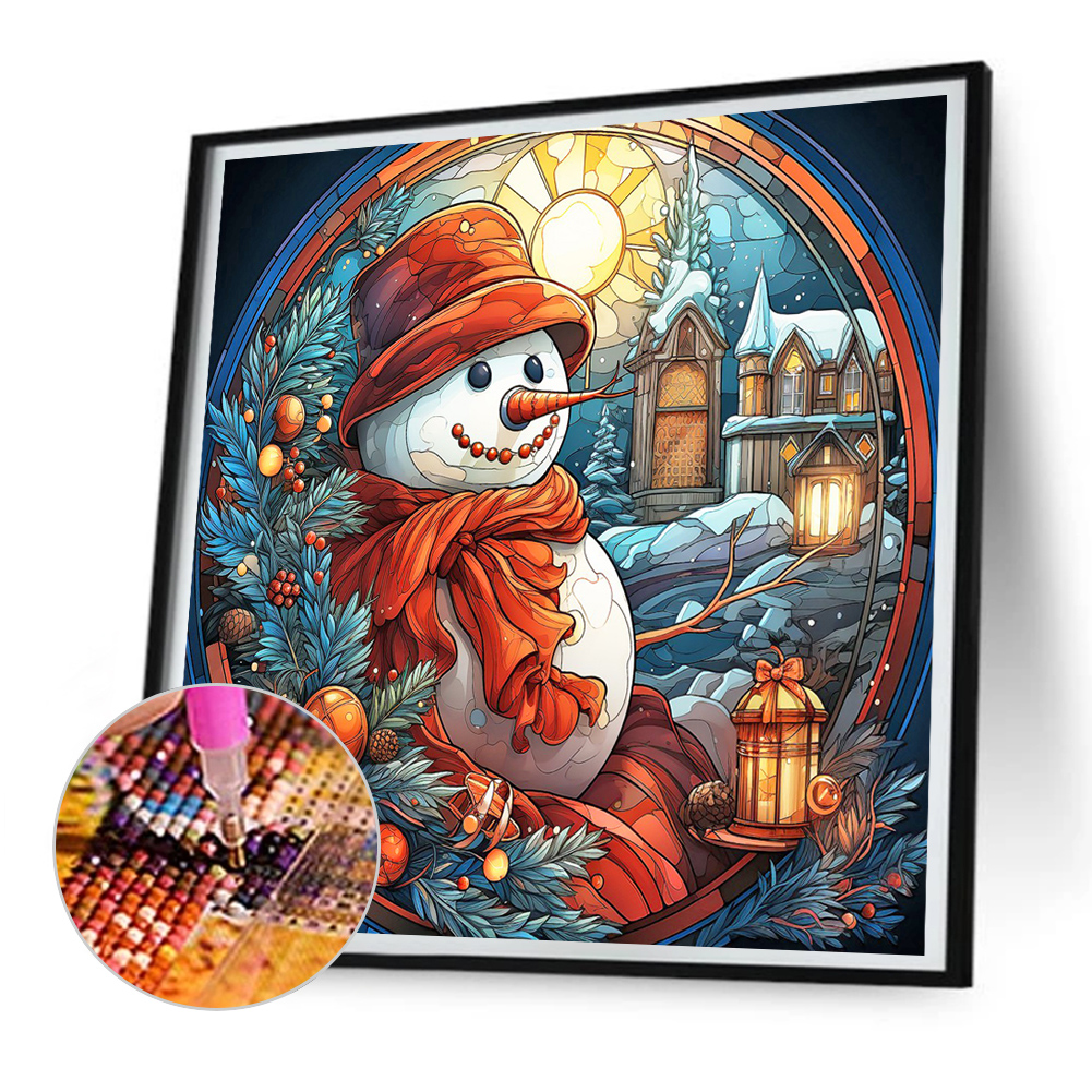 thumbnail image 5 of Pintura de diamante 5D DIY taladro redondo completo decoración de vidrieras navideñas 30x30cm, 5 of 9