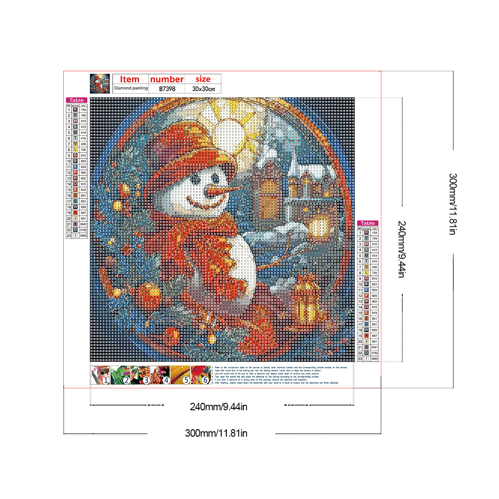 thumbnail image 2 of Pintura de diamante 5D DIY taladro redondo completo decoración de vidrieras navideñas 30x30cm, 2 of 9