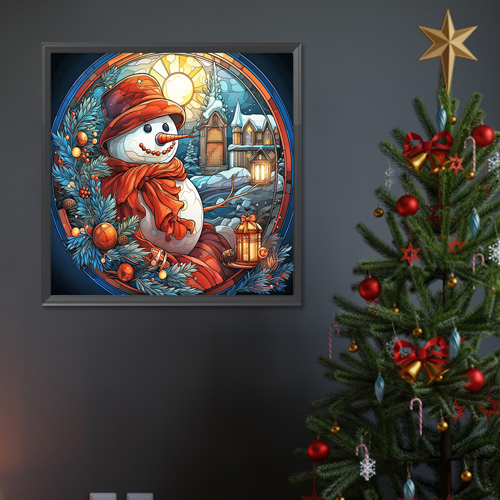 thumbnail image 4 of Pintura de diamante 5D DIY taladro redondo completo decoración de vidrieras navideñas 30x30cm, 4 of 9