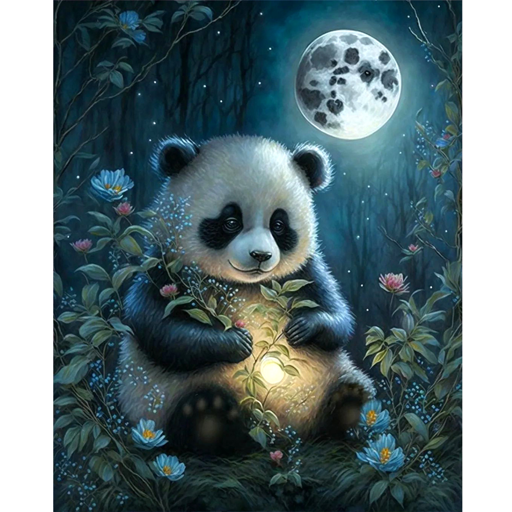 Pintura de diamante 5D DIY, kit de Panda de taladro redondo completo, decoración del hogar, arte artesanal, 40x50cm