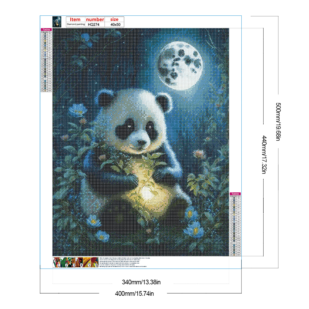 thumbnail image 2 of Pintura de diamante 5D DIY, kit de Panda de taladro redondo completo, decoración del hogar, arte artesanal, 40x50cm, 2 of 9