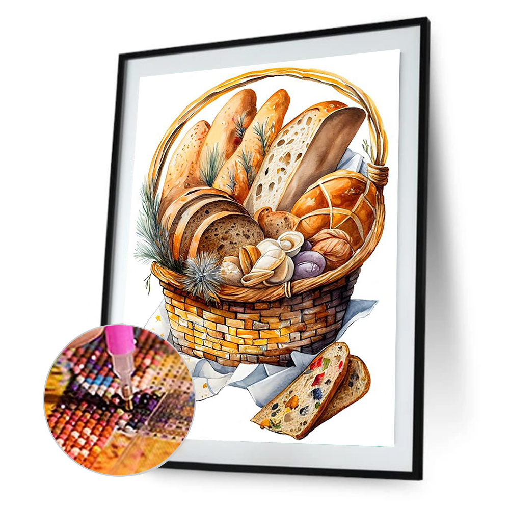 thumbnail image 5 of Pintura de diamante 5D DIY, kit de panes redondos completos, decoración del hogar, arte artesanal, 30x40cm, 5 of 9