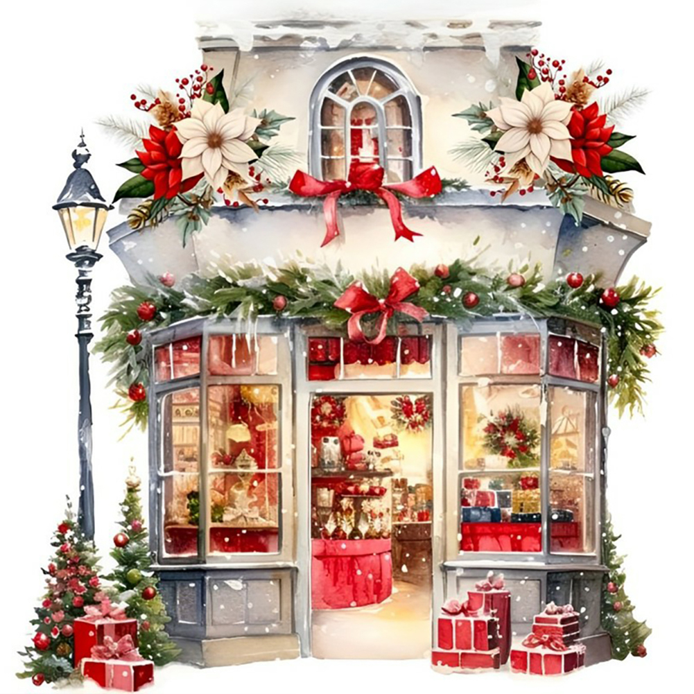 thumbnail image 1 of Pintura de diamante 5D DIY taladro redondo completo Navidad Candy House Kit decoración 30x30cm, 1 of 9
