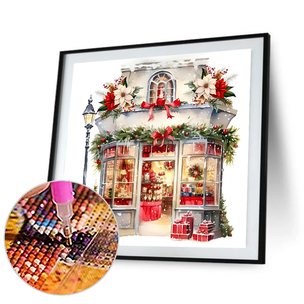 thumbnail image 5 of Pintura de diamante 5D DIY taladro redondo completo Navidad Candy House Kit decoración 30x30cm, 5 of 9