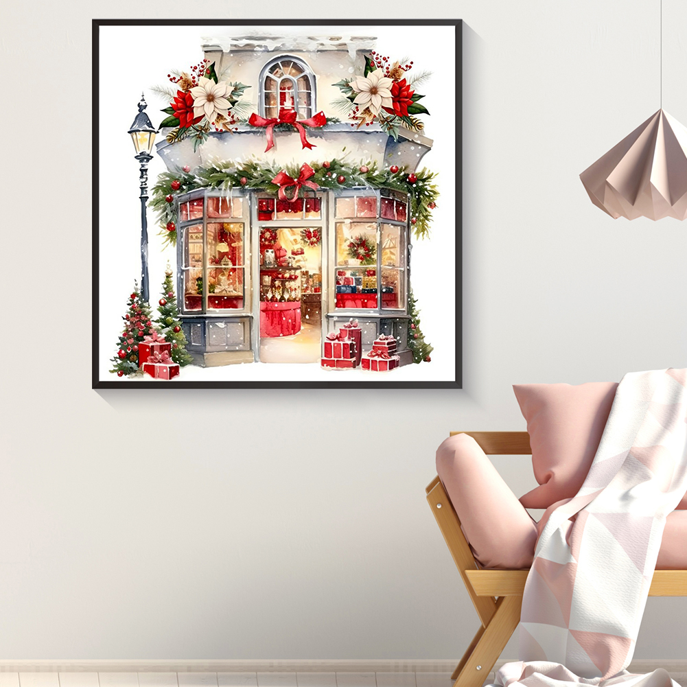 thumbnail image 3 of Pintura de diamante 5D DIY taladro redondo completo Navidad Candy House Kit decoración 30x30cm, 3 of 9