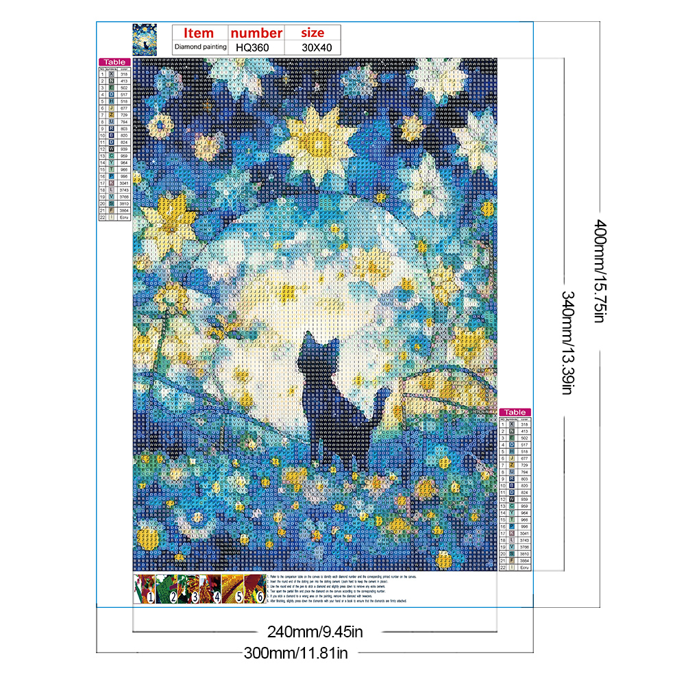 thumbnail image 2 of Pintura de diamante 5D DIY Wdftyju taladro redondo completo 30x40cm estrellas y gatos decoración del hogar, 2 of 9