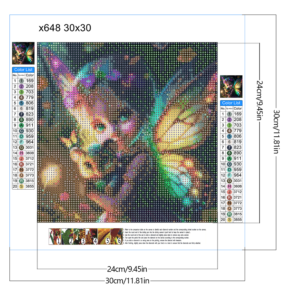 thumbnail image 2 of Pintura de diamante 5D DIY, kit de hada y mariposa con taladro redondo completo, decoración del hogar, 30x30cm, 2 of 9
