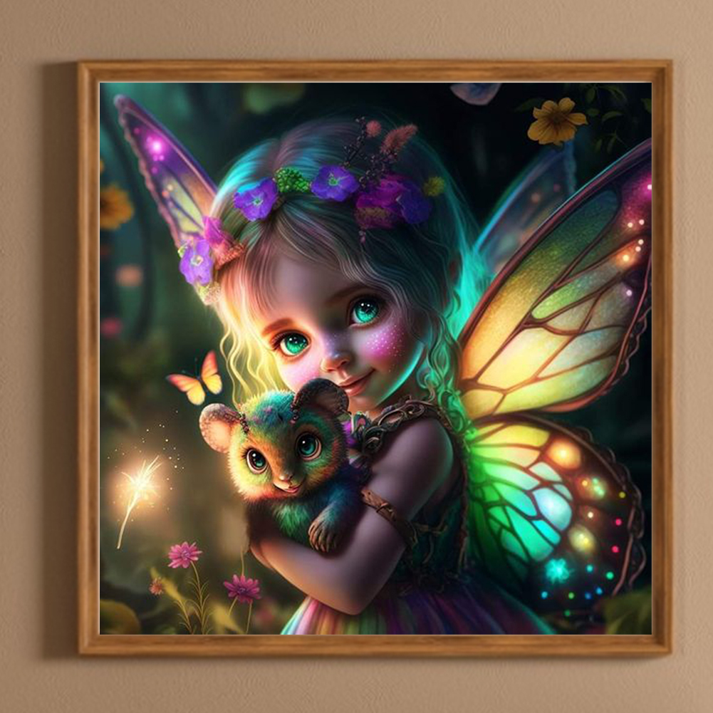 thumbnail image 3 of Pintura de diamante 5D DIY, kit de hada y mariposa con taladro redondo completo, decoración del hogar, 30x30cm, 3 of 9