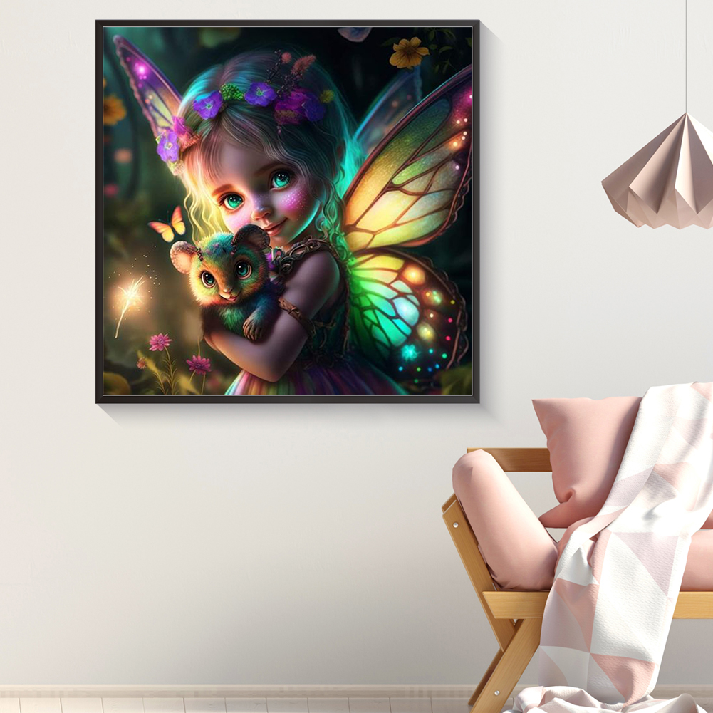 thumbnail image 4 of Pintura de diamante 5D DIY, kit de hada y mariposa con taladro redondo completo, decoración del hogar, 30x30cm, 4 of 9