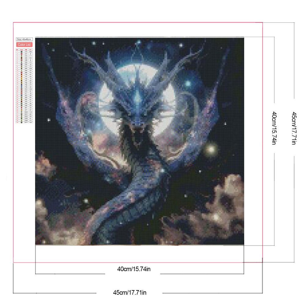 thumbnail image 2 of Pintura de diamante 5D DIY taladro redondo completo parcial AB dragón gruñendo 45x45cm, 2 of 9