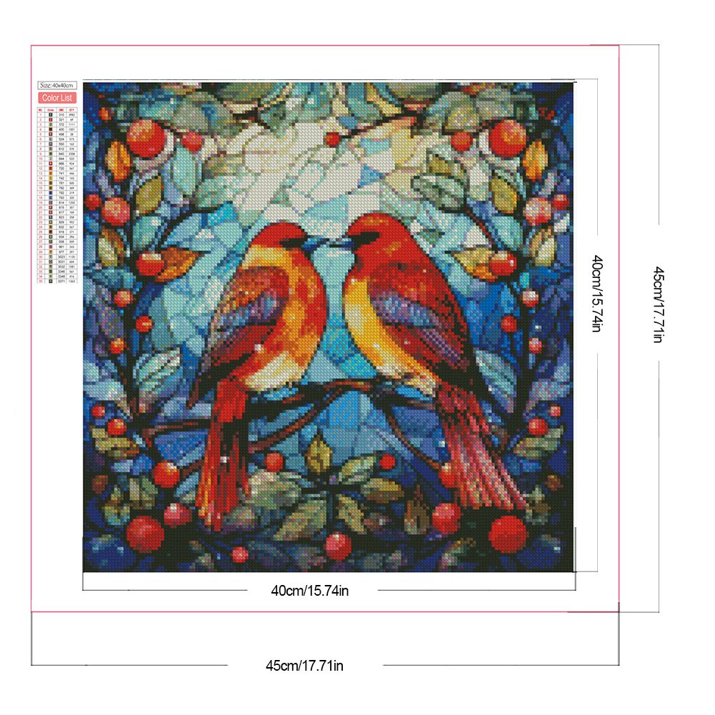 thumbnail image 2 of Pintura de diamante 5D DIY Wdftyju con cuentas cuadradas completas par de cardenales decoración del hogar 45x45cm, 2 of 9