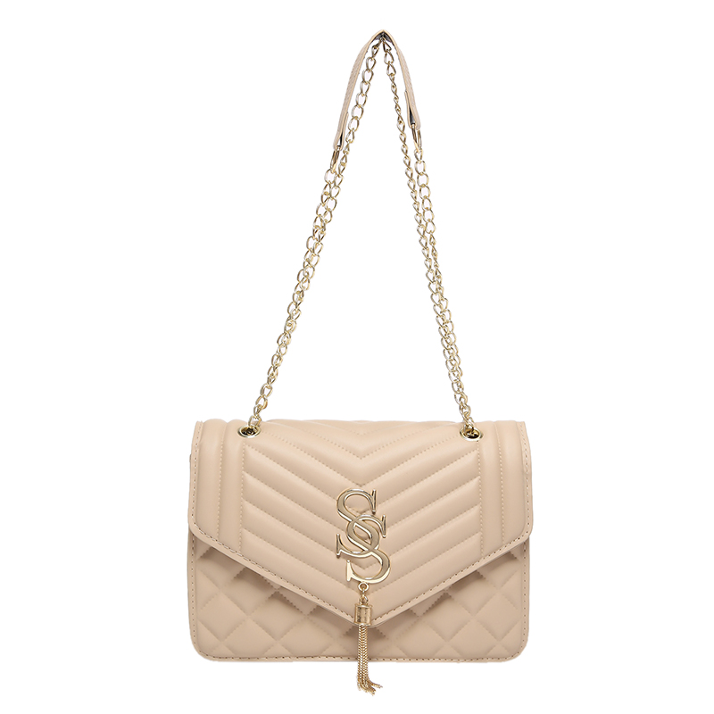 Bolso de hombro acolchado para mujer con decoración de borlas, bolso bandolera a la moda, bolso diario para mujer