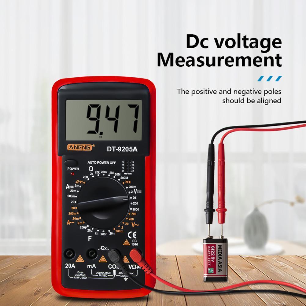 thumbnail image 3 of Multímetro digital Wdftyju de capacitancia resistencia corriente voltaje CA/CC DT-9205A, 3 of 9
