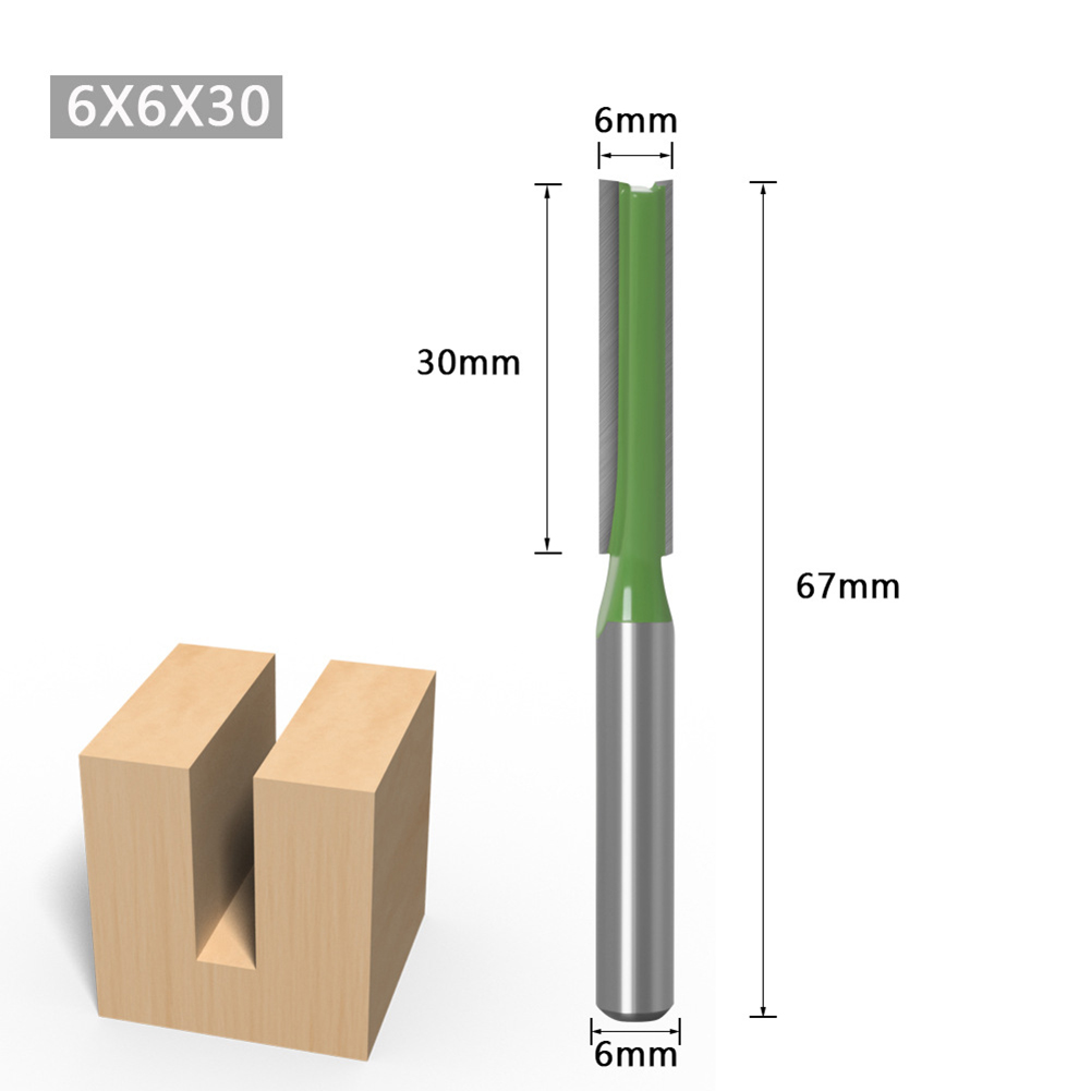 thumbnail image 2 of Juego de brocas de enrutador recto de flauta doble simple de vástago de 6 mm Fresa de tallado, 2 of 6